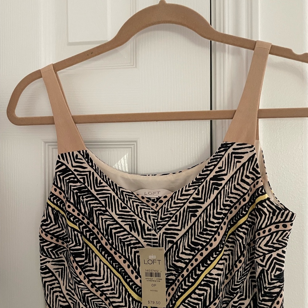 Ann Taylor Loft Black and Cream Patterned Dress